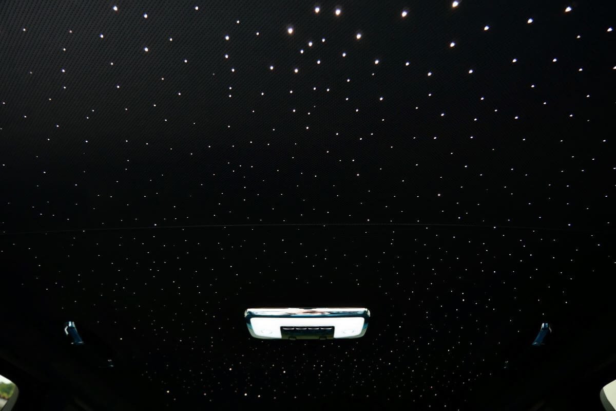 Starlight headliner in the Black Badge Cullinan, a field of white points on black