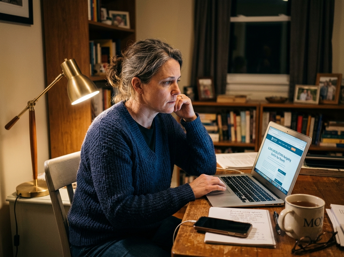 Adult daughter researching care options for her parent