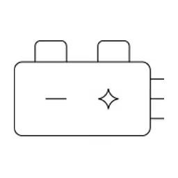 Black icon of an electric plug with a circular arrow indicating power backup or energy flow.