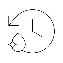 Black and white illustration of a water droplet with a smiling face.
