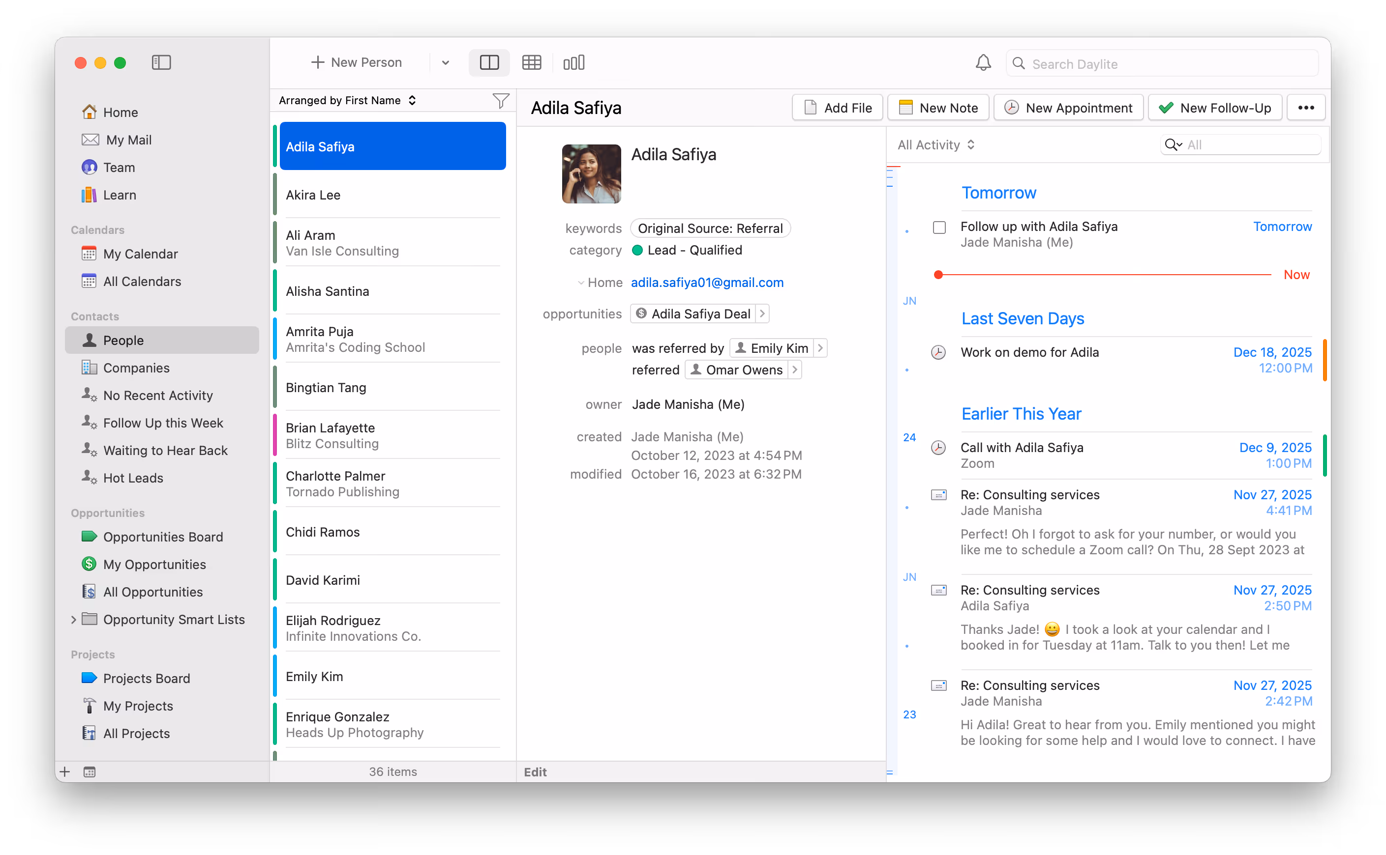Contact view