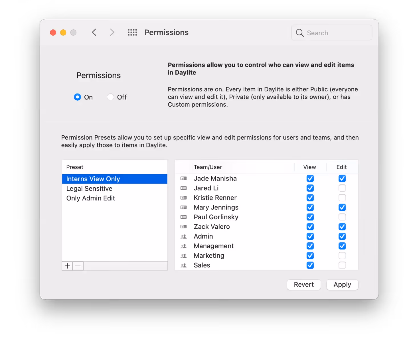 Control access and permissions