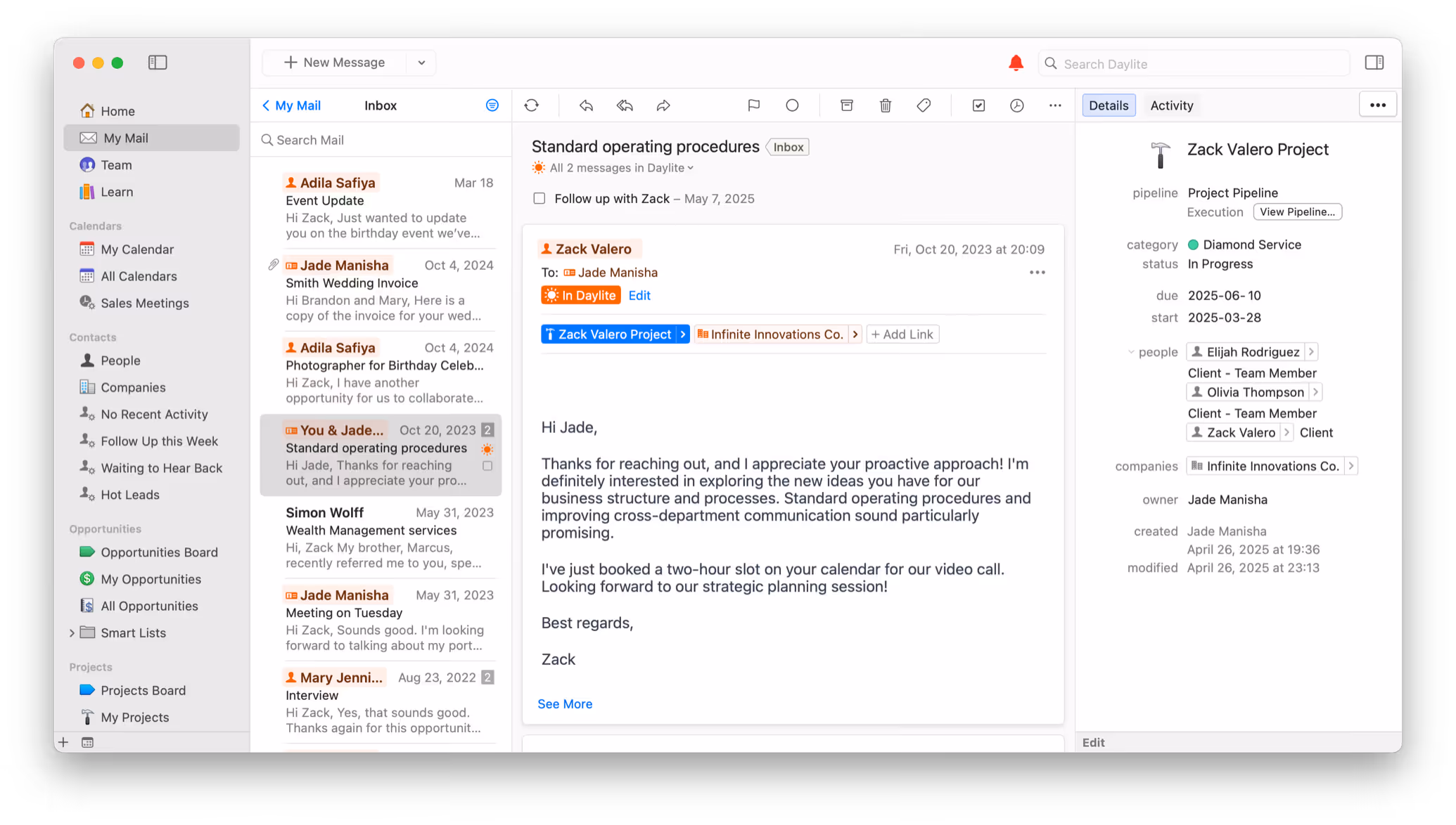 Mail dashboard