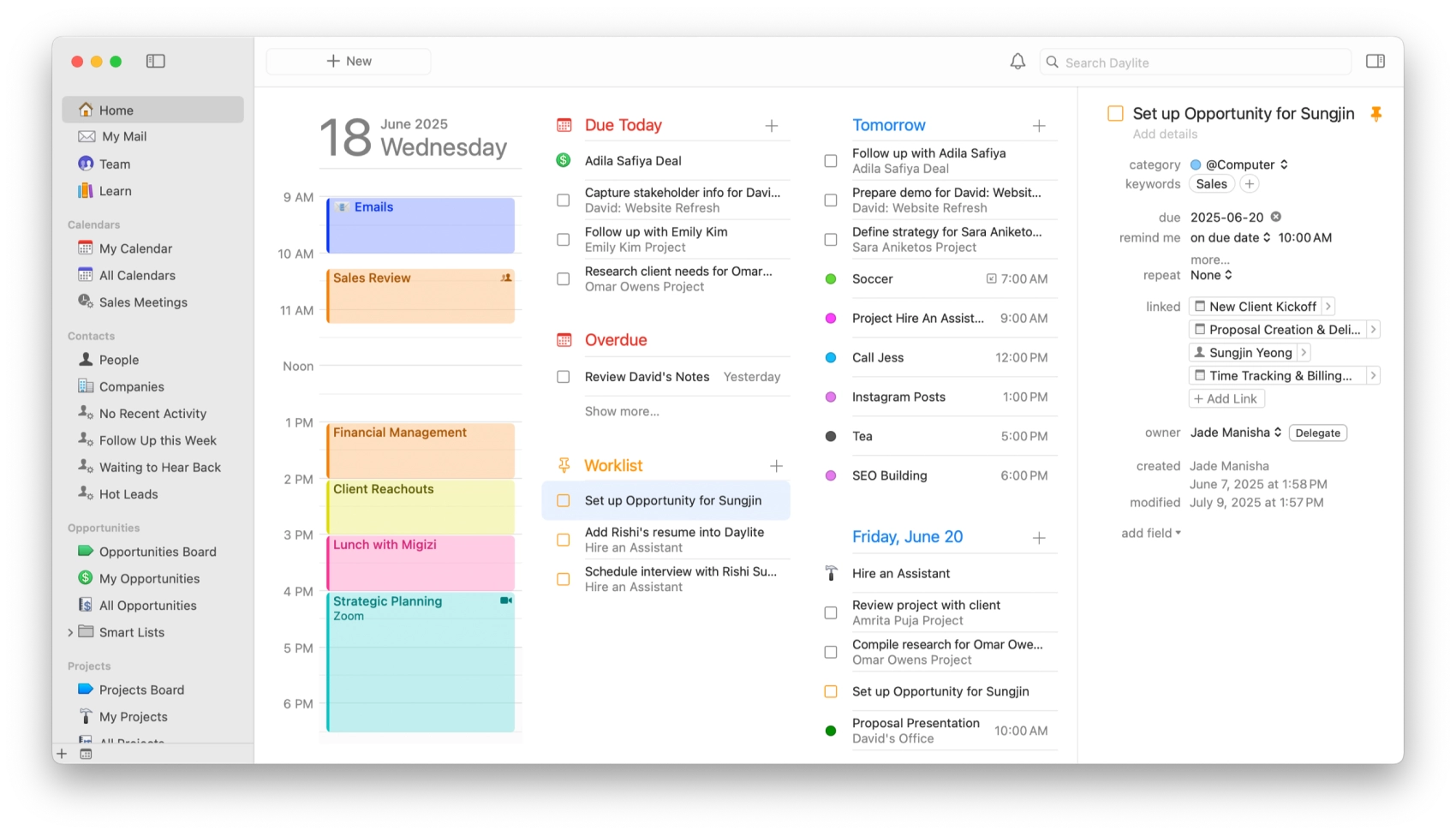 Calendar tasks