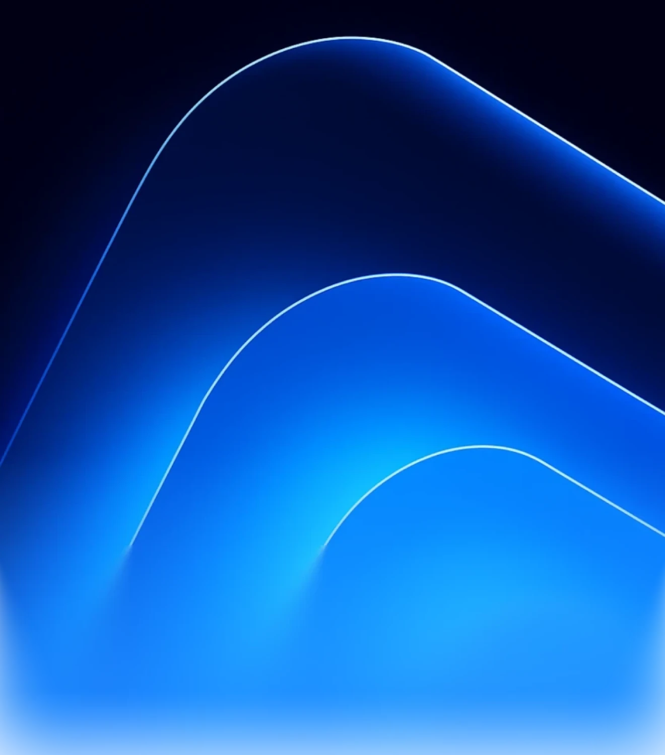 Abstract blue curved lines glowing softly on a dark background.