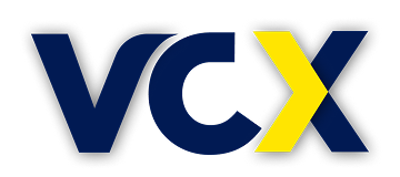 VCX logo with blue letters V and C and a yellow letter X