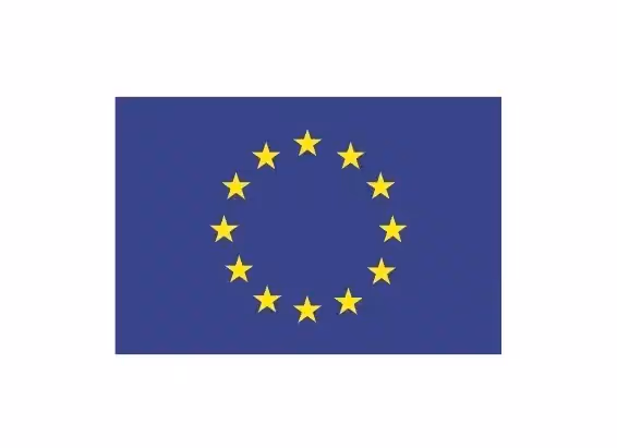Flagge der Europäischen Union mit zwölf gelben Sternen in einem Kreis auf blauem Hintergrund.