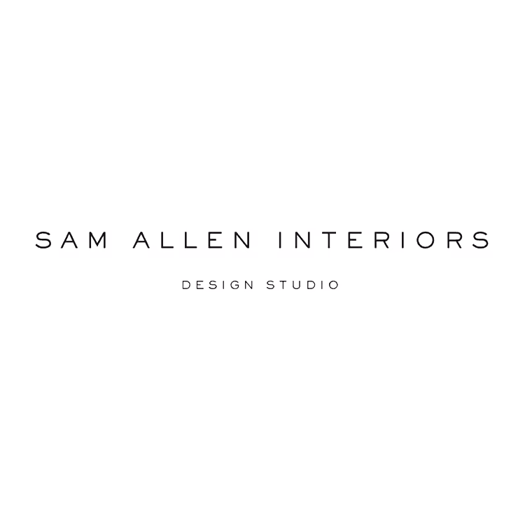 Logo text reading 'Sam Allen Interiors' with smaller text 'Design Studio' underneath on a white background.
