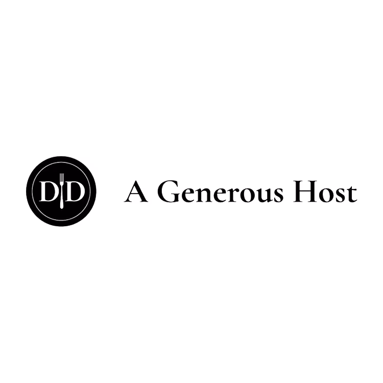 Logo with a fork and knife forming the letter D, followed by the text 'A Generous Host'.