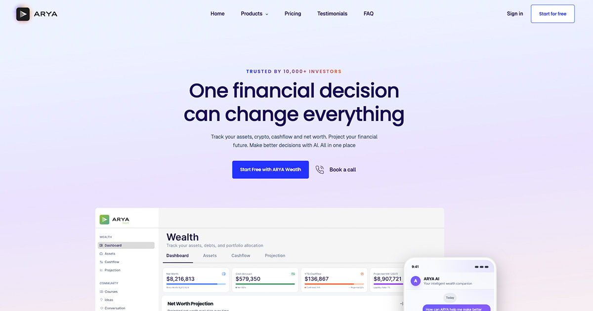 ARYA - Wealth, Crypto, Trading + AI in one place