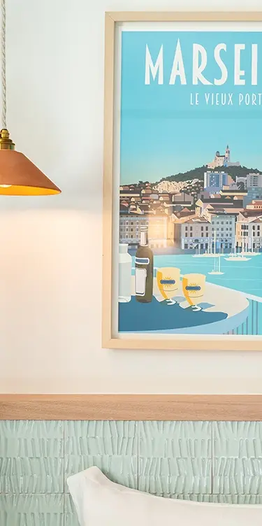 Soléo Prado, colorful hotel decoration in Marseille Prado, original and bright atmosphere in the Prado district.