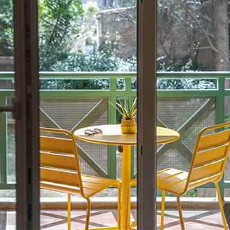 Soléo Prado, balcony of a hotel room in Marseille, pleasant outdoor space in 13008 near the Boulevard de Louvain.