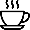 Icône d'une tasse à café avec vapeur montant au-dessus.