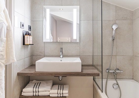 Chambre privilège salle de bain heliopic chamonix mont-blanc