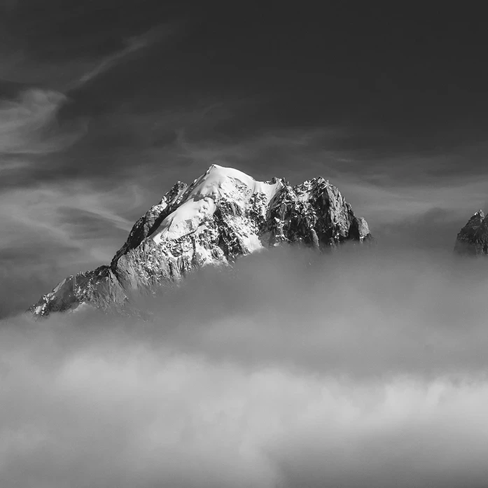 Bad weather mountain heliopic Chamonix Mont-Blanc