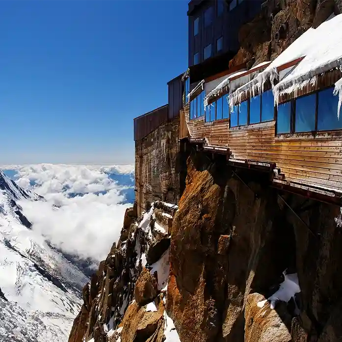 Mountain snow heliopic Chamonix Mont-Blanc