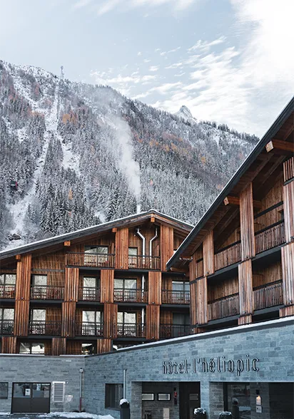 View of the Aiguille du Midi from the Hotel Heliopic Chamonix Mont-Blanc