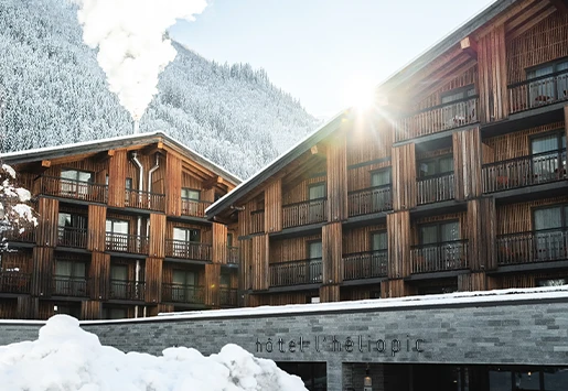 Heliopic Chamonix Mont-Blanc facade in winter