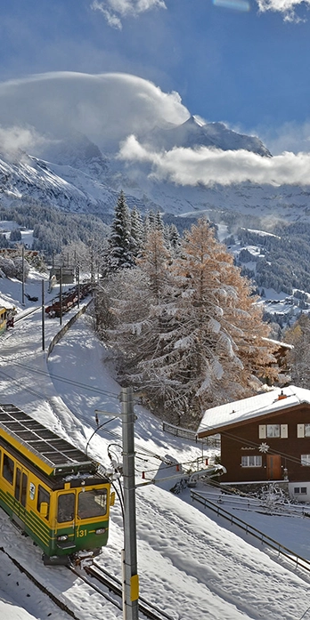 Wengen village in the snow Braunbär Hotel & Spa