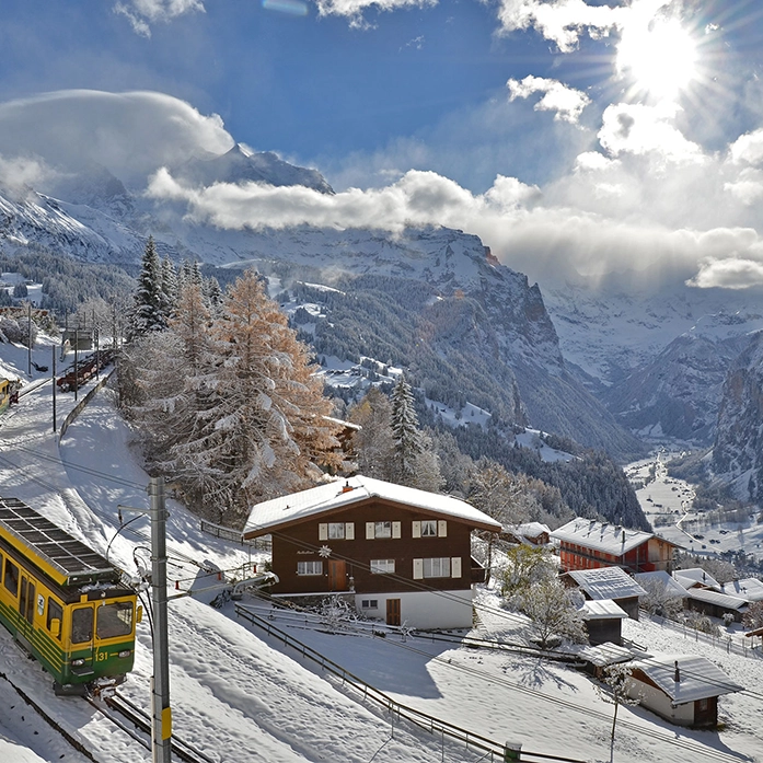 Wengen village in the snow Braunbär Hotel & Spa