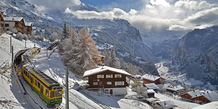 Wengen village in the snow Braunbär Hotel & Spa
