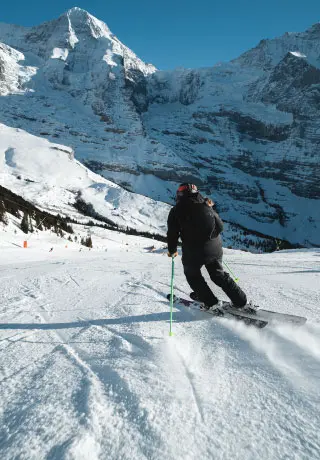 skier on the slopes of the Wengen station