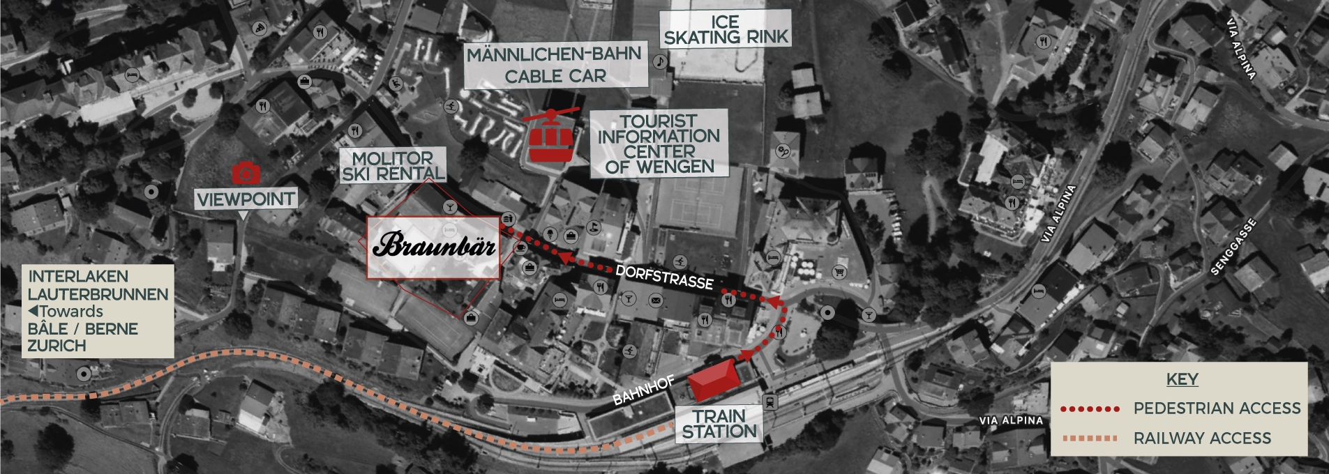 Lageplan Braunbär Hotel & Spa in Wengen