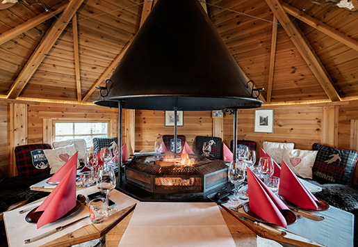 Cabin with fire for raclette and fondue