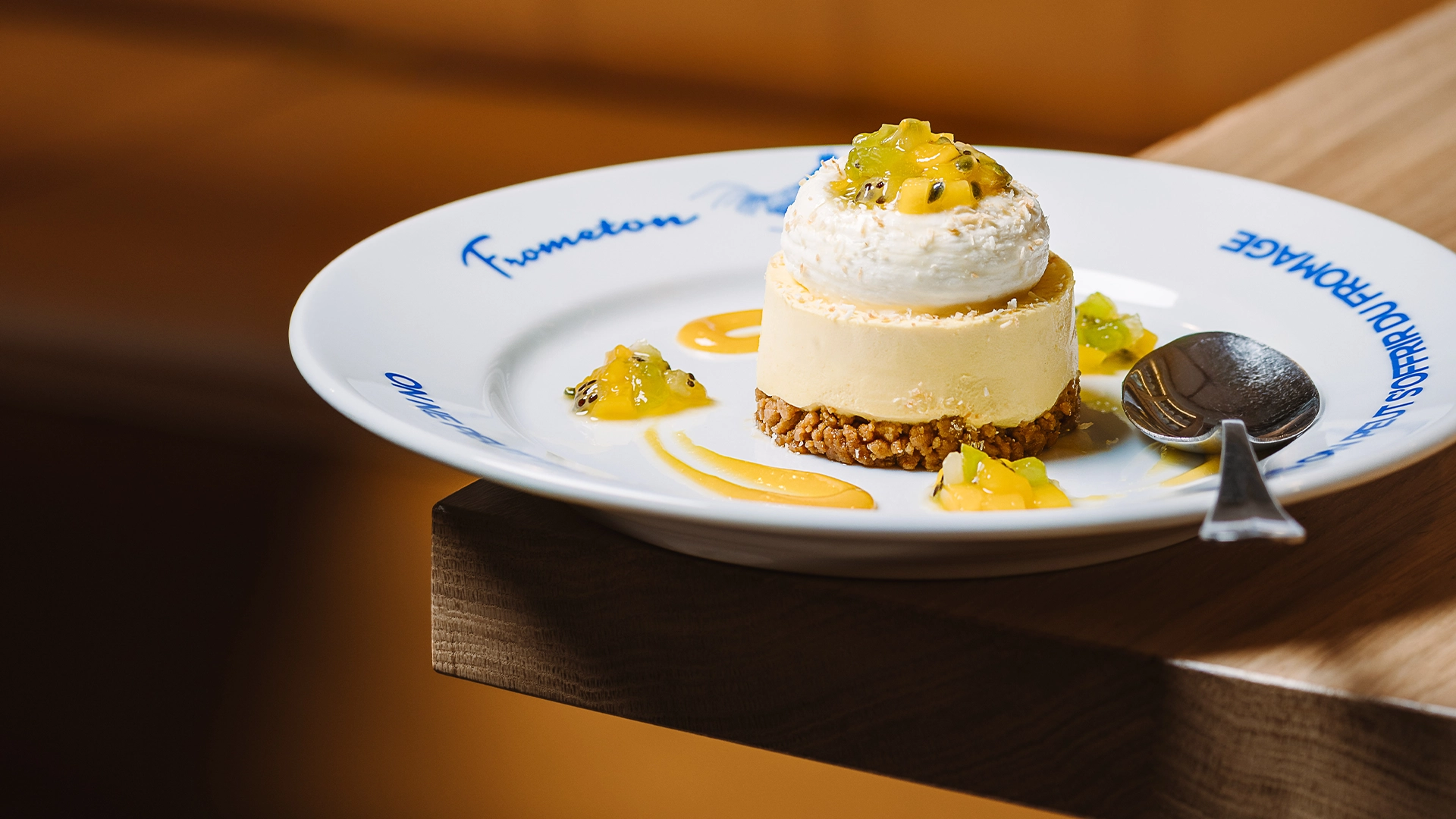 Dessert Frometon Chamonix - Cheesecake speculoos mangue et passion