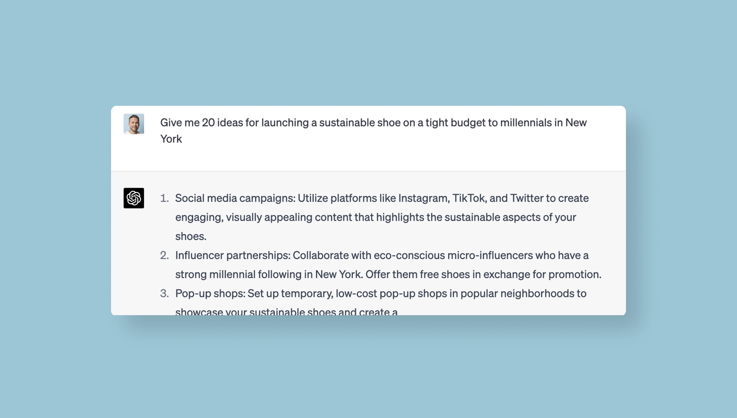 Using ChatGPT for internal brainstorming to launch a product