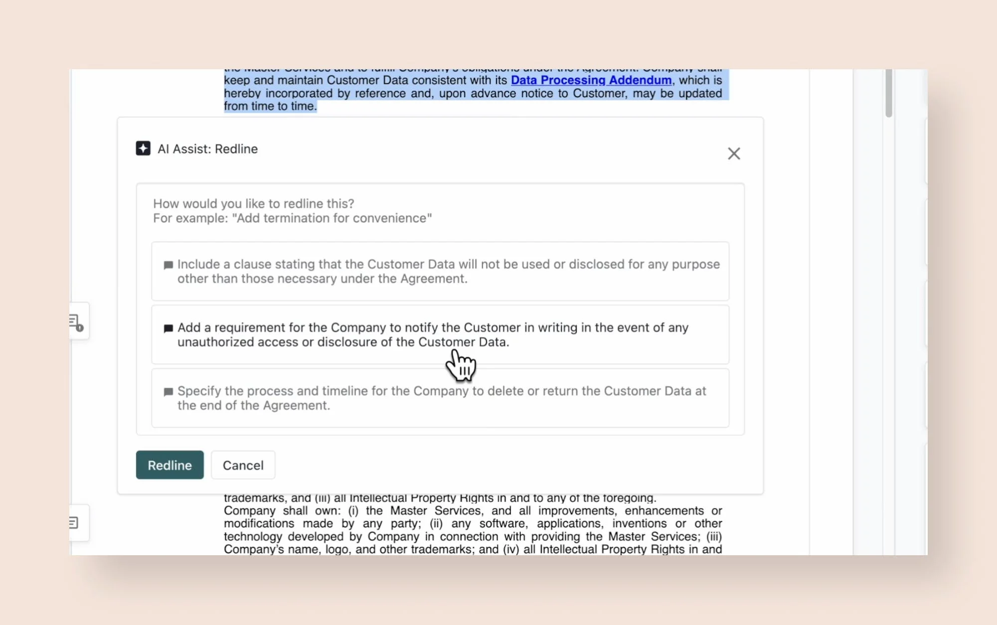 Ironclad helps legal teams draft legal documents faster with AI review and suggestions (source: Contractbook)