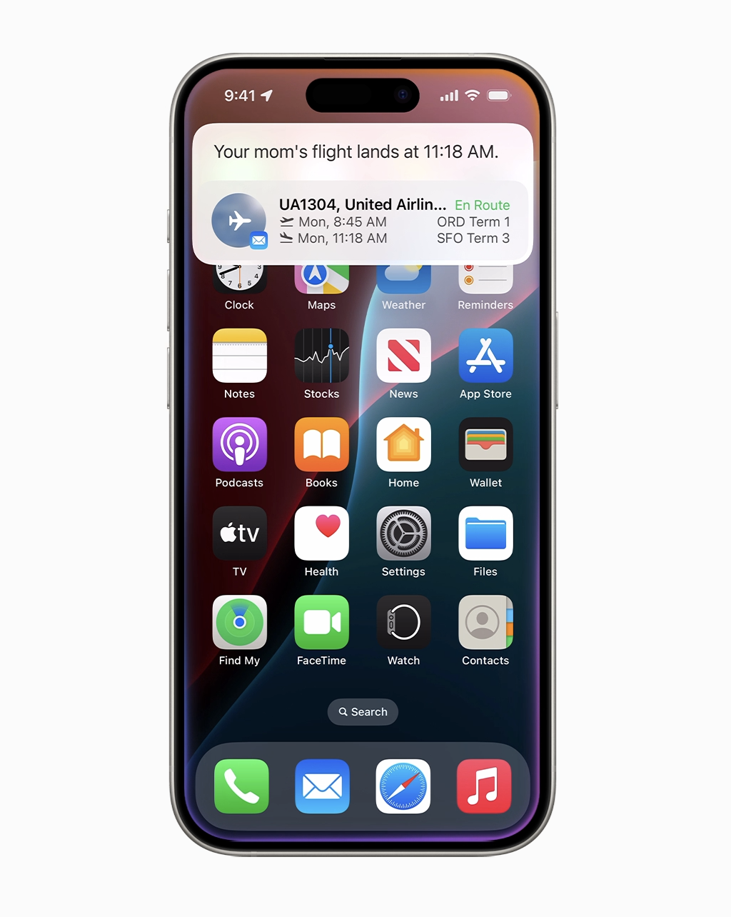 Apple showed how Siri can locate details on an upcoming flight. (Image: Apple)
