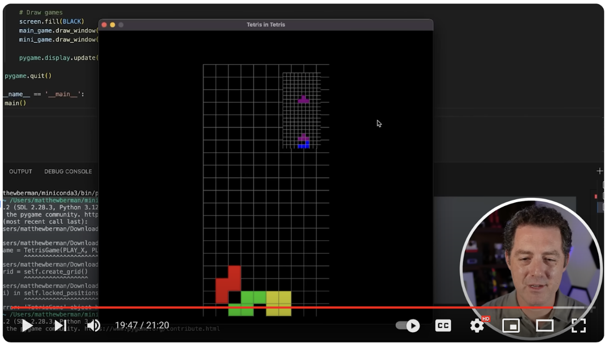 Matthew Berman successfully asked o1 to code a fully working version of Tetris in Python in under 2 minutes with one correction.