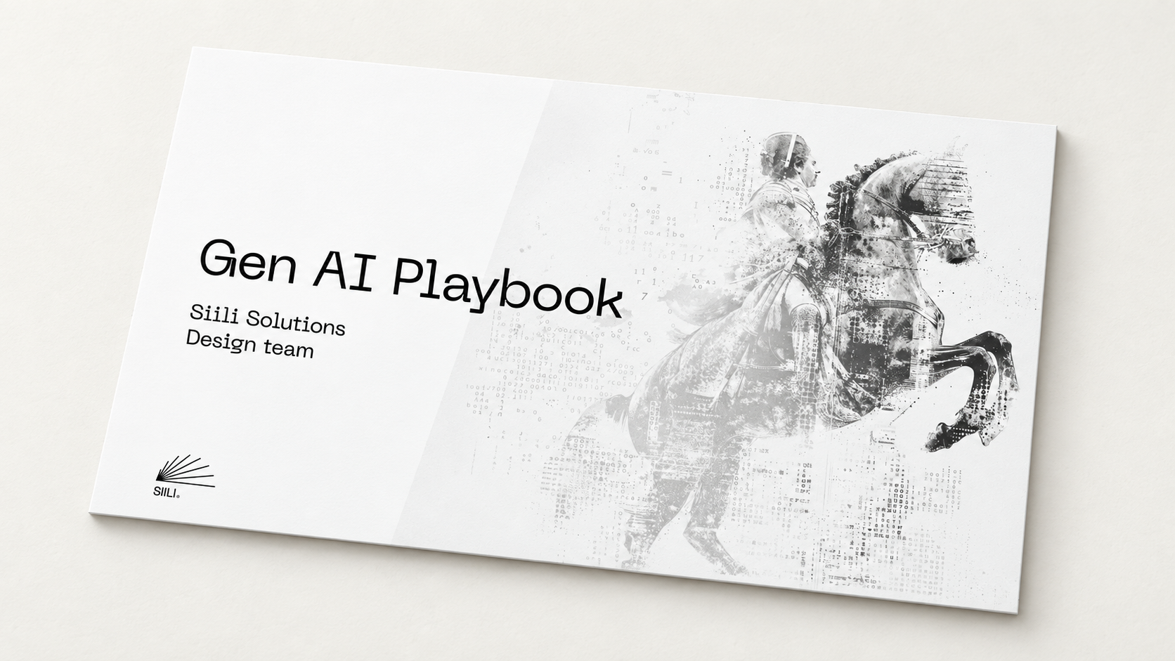 Siili Design Gen AI Playbook cover, presented as a panel mockup.