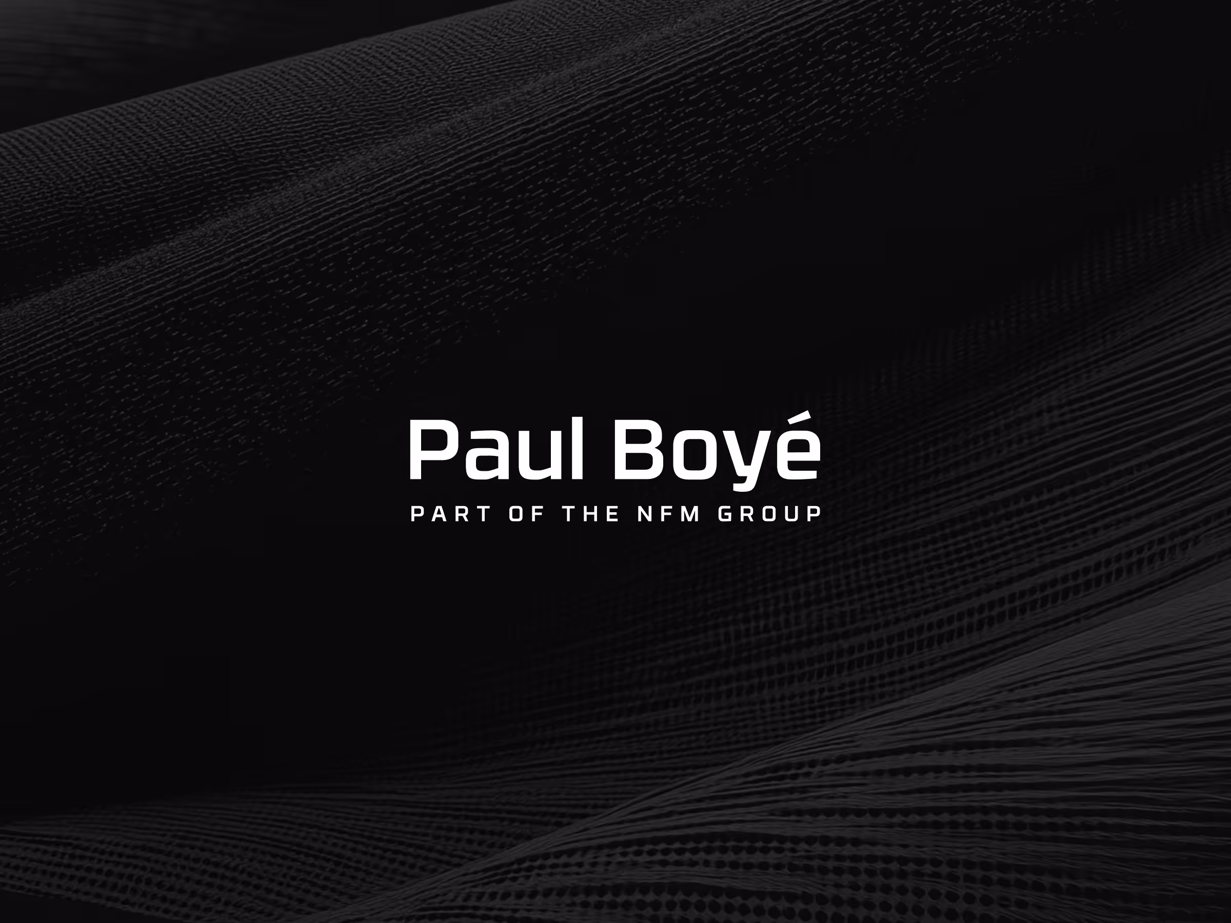 Paul Boyé logo with the text 'Part of the NFM Group' on a black textured background.