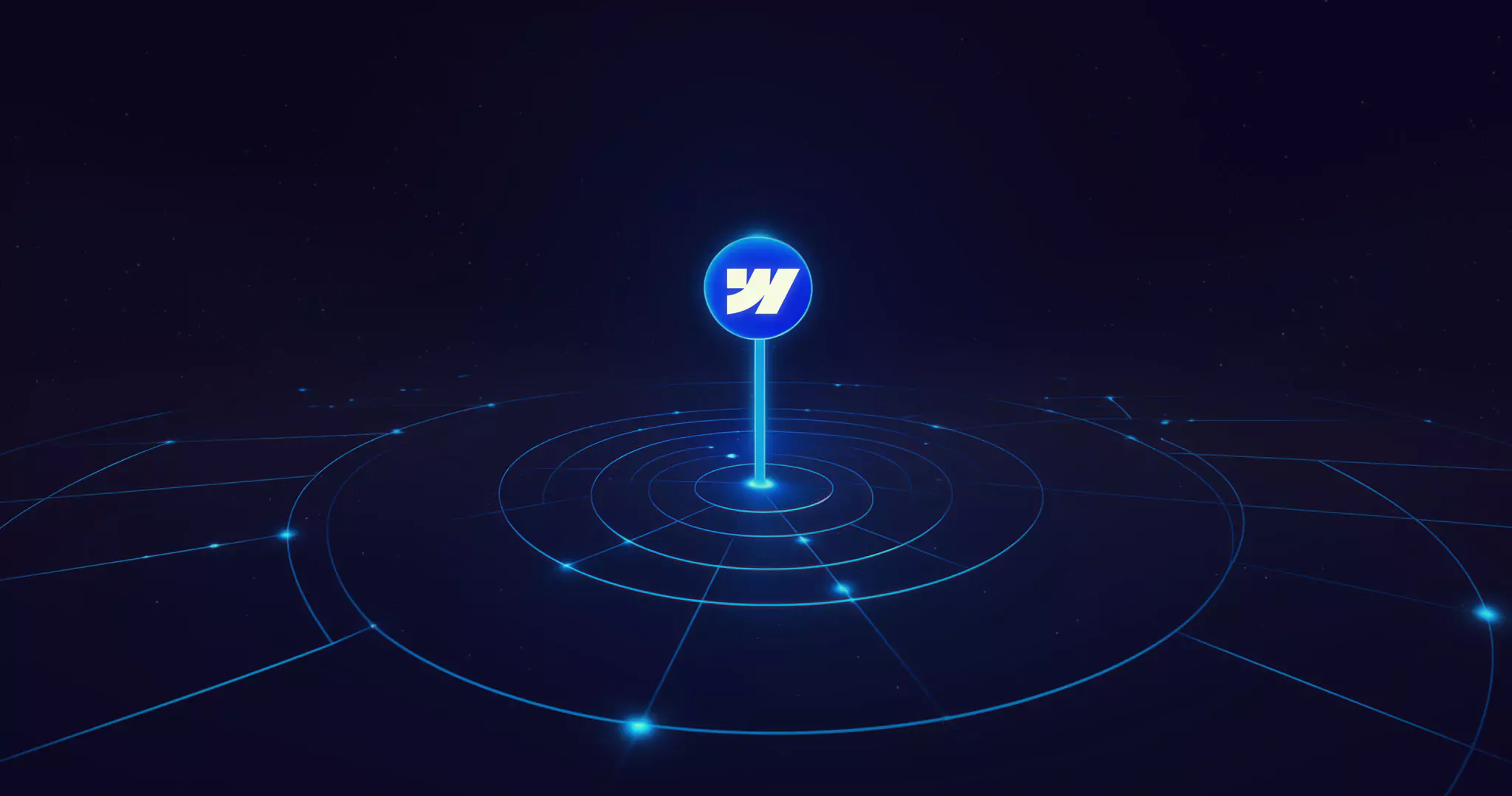 A.I generert bilde med webflow sentralt i et nettverk