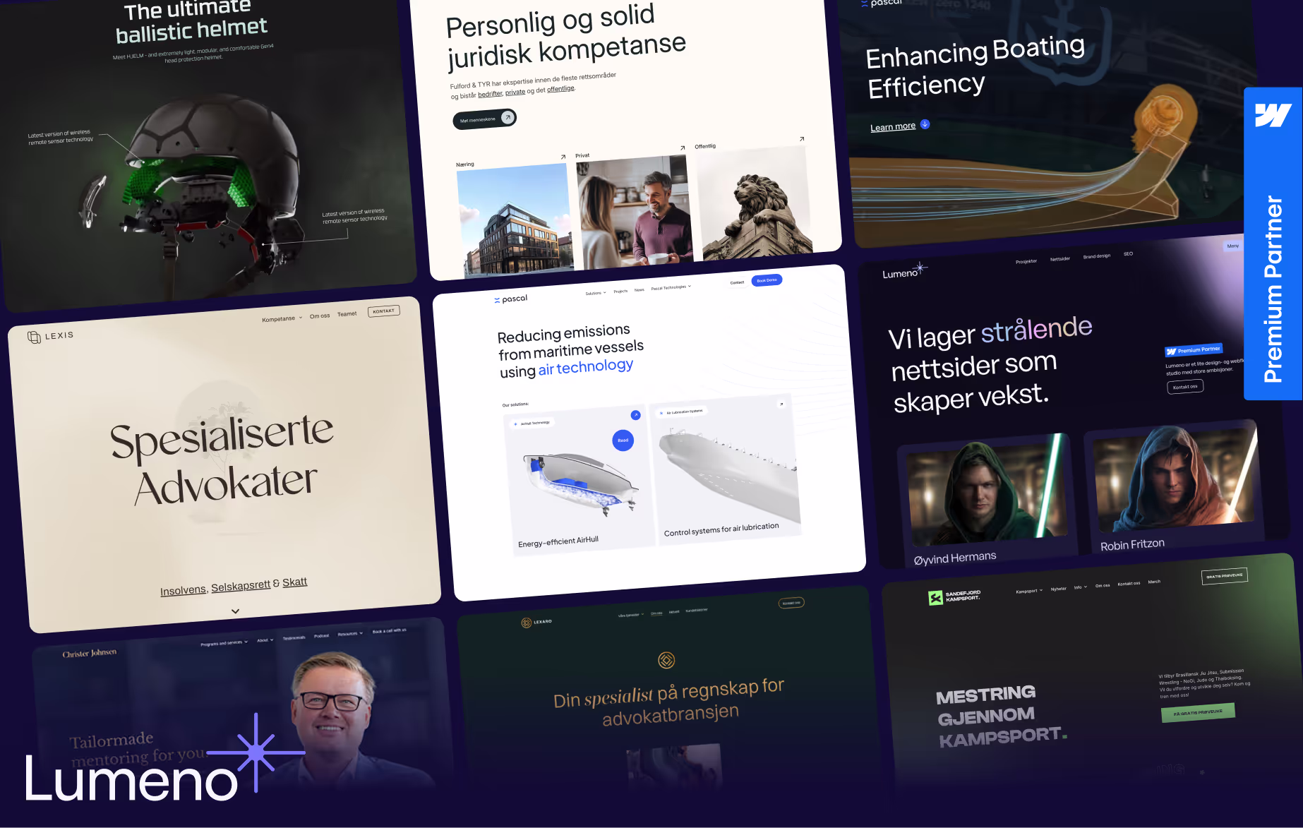 Oversikt over noen nettsider Lumeno har designet