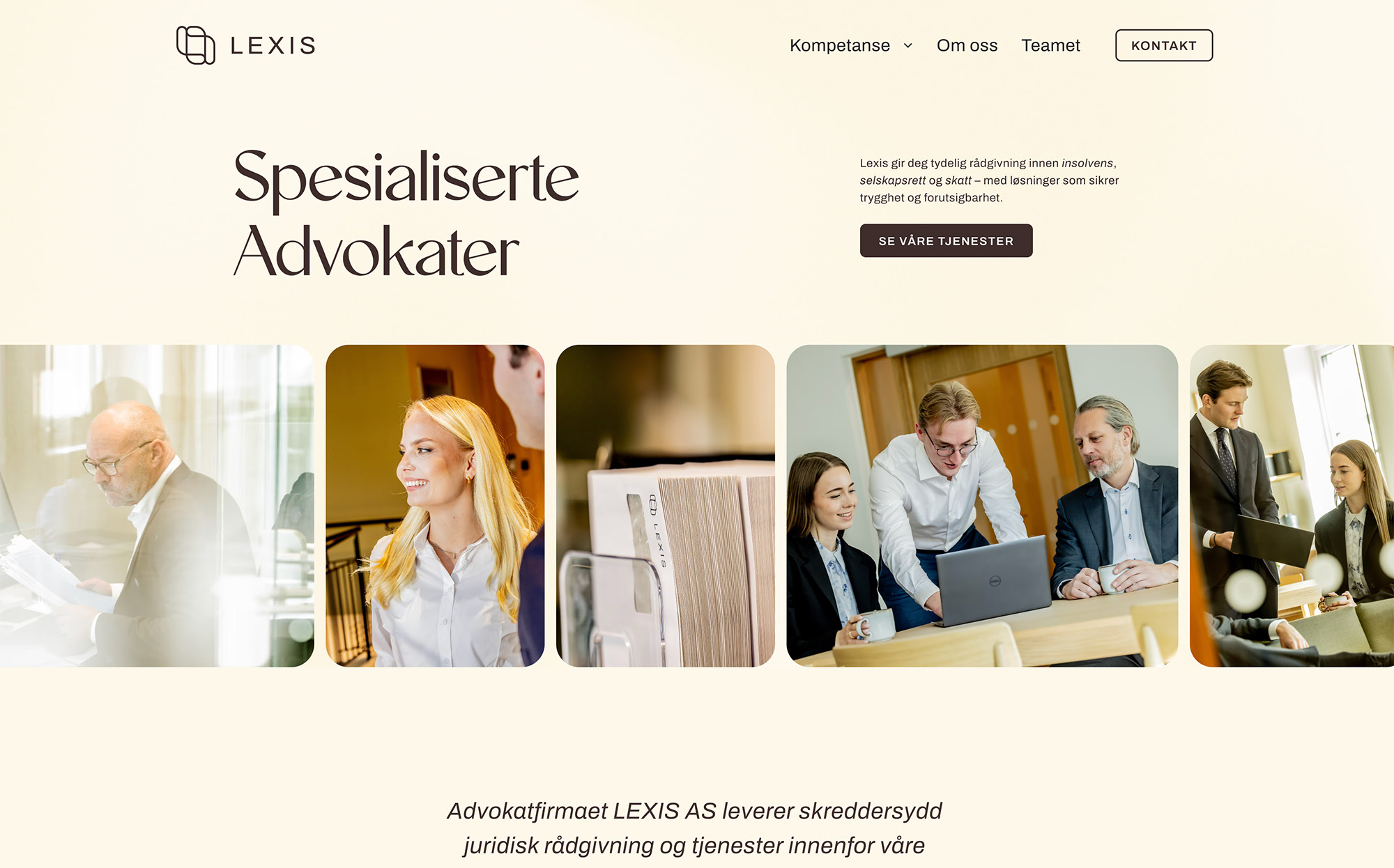 Utsnitt av forsiden til lexis.no