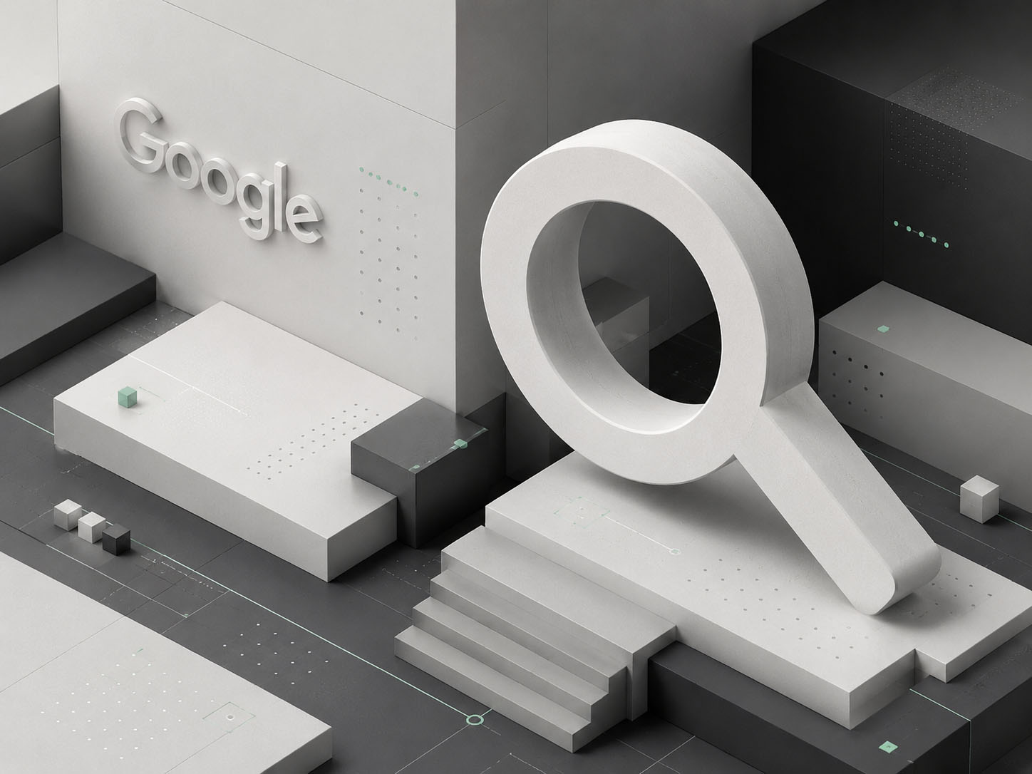 Illustrasjon som symboliserer teknisk SEO, analyse og synlighet i søk