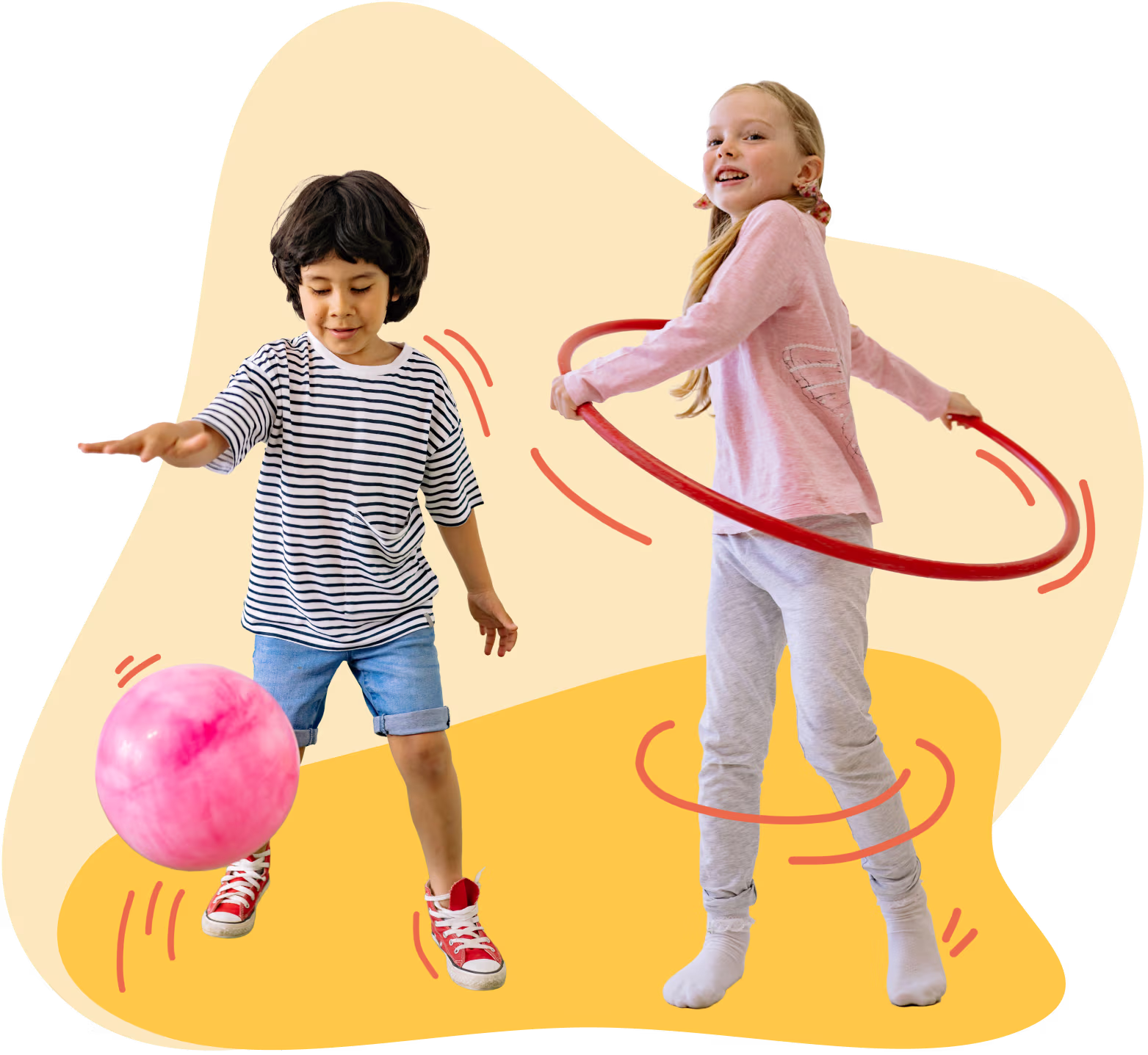Young child smiling and playing with wooden toys indoors.