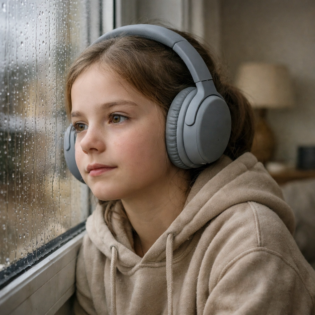 A young boy in Halifax using noise-cancelling headphones for sensory regulation.