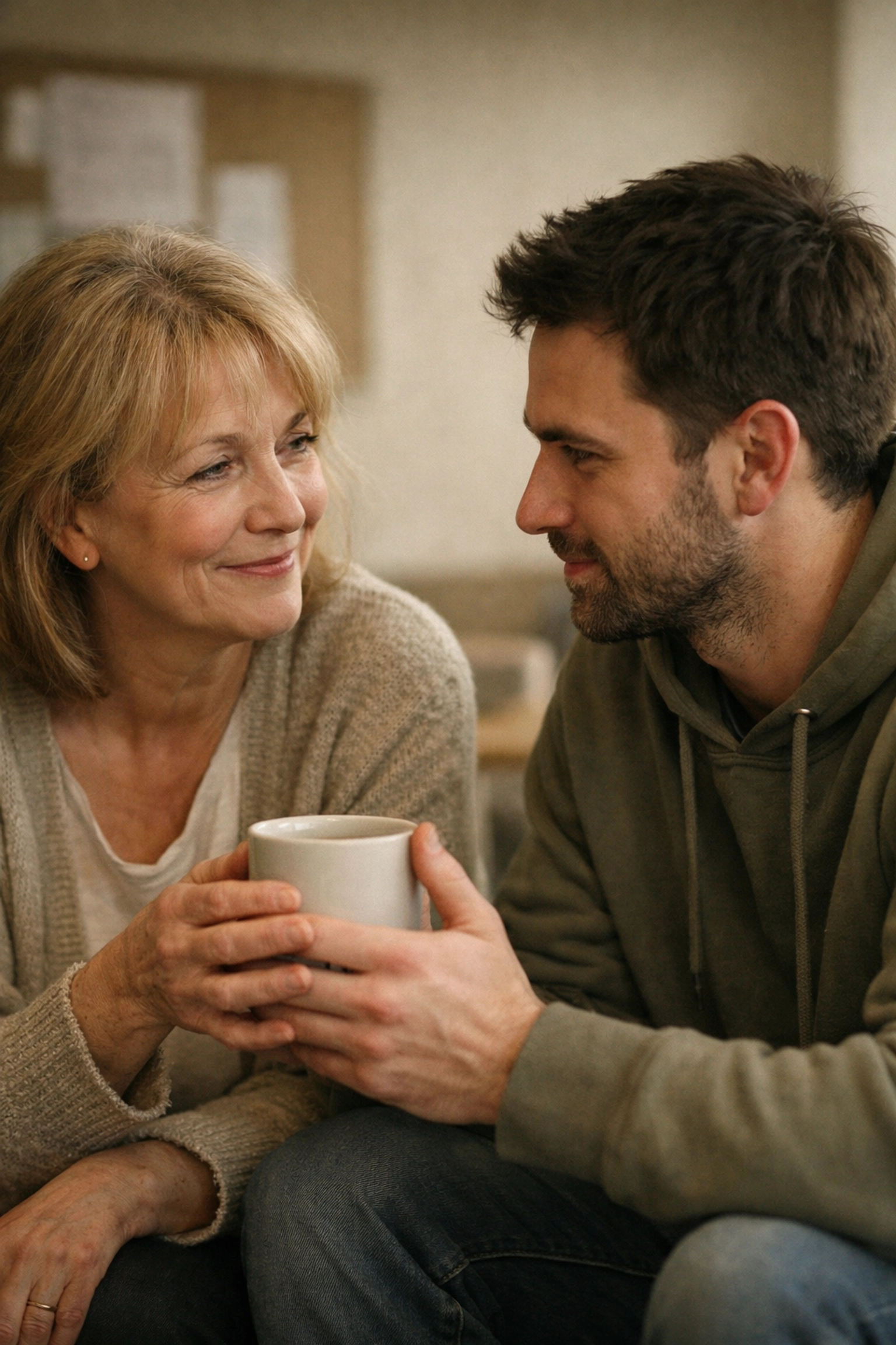Carers connecting over tea at Noa's Place to reduce isolation and find community support.