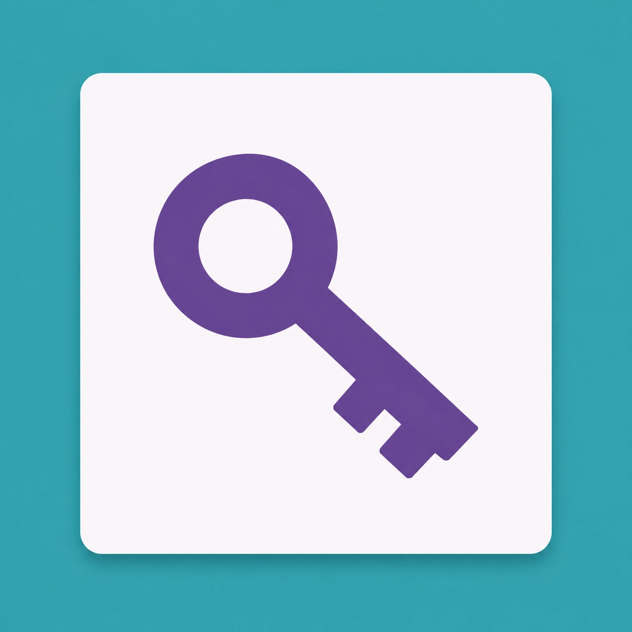 Purple key icon on teal, representing Noa's Place unlocking new charity funding.