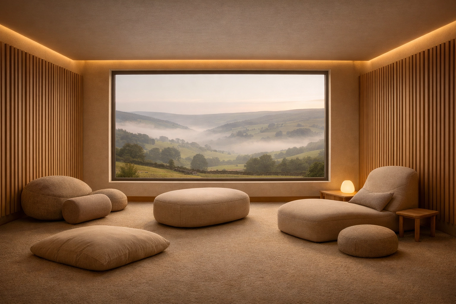 Concept for the Noa's Place hub in Calderdale featuring low-sensory design and acoustic panels.