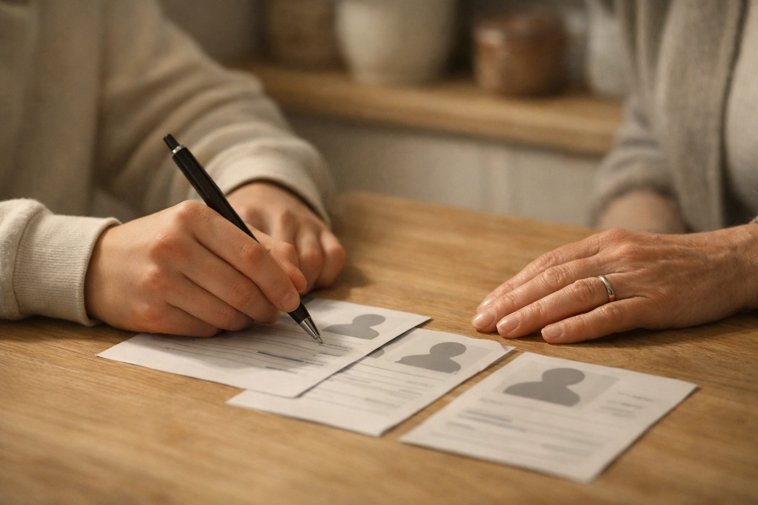 A teenager and adult use SEND support tools to complete an 'All About Me' profile for Noa’s Place.