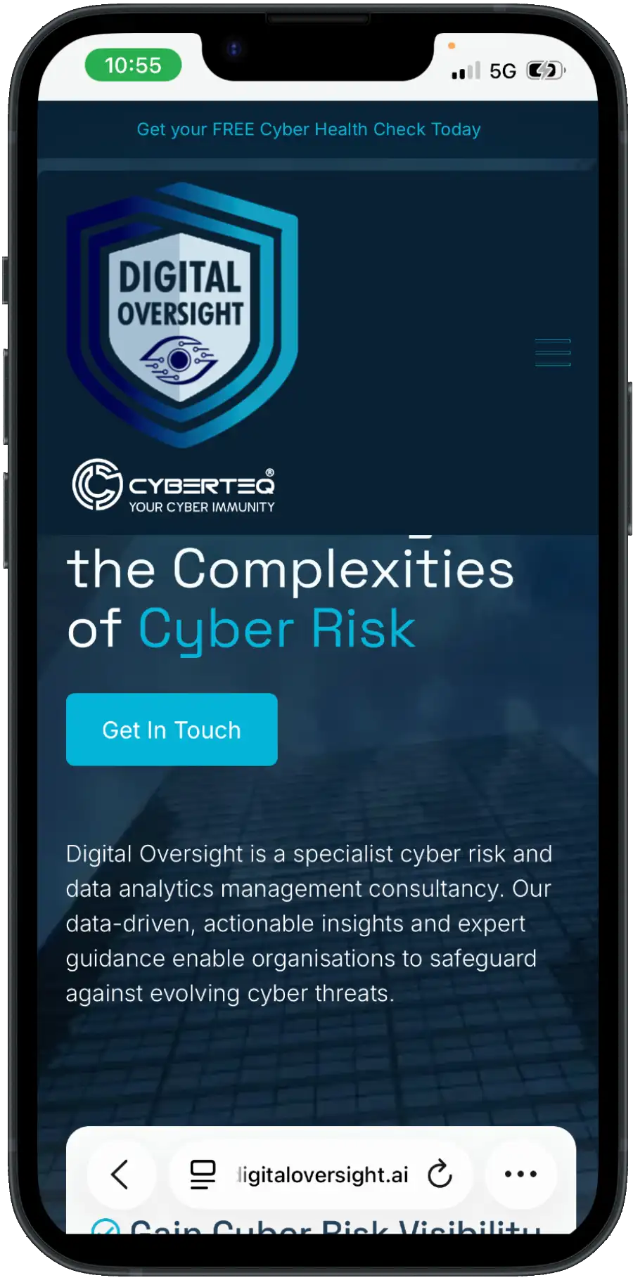 Digital Oversight website on mobile