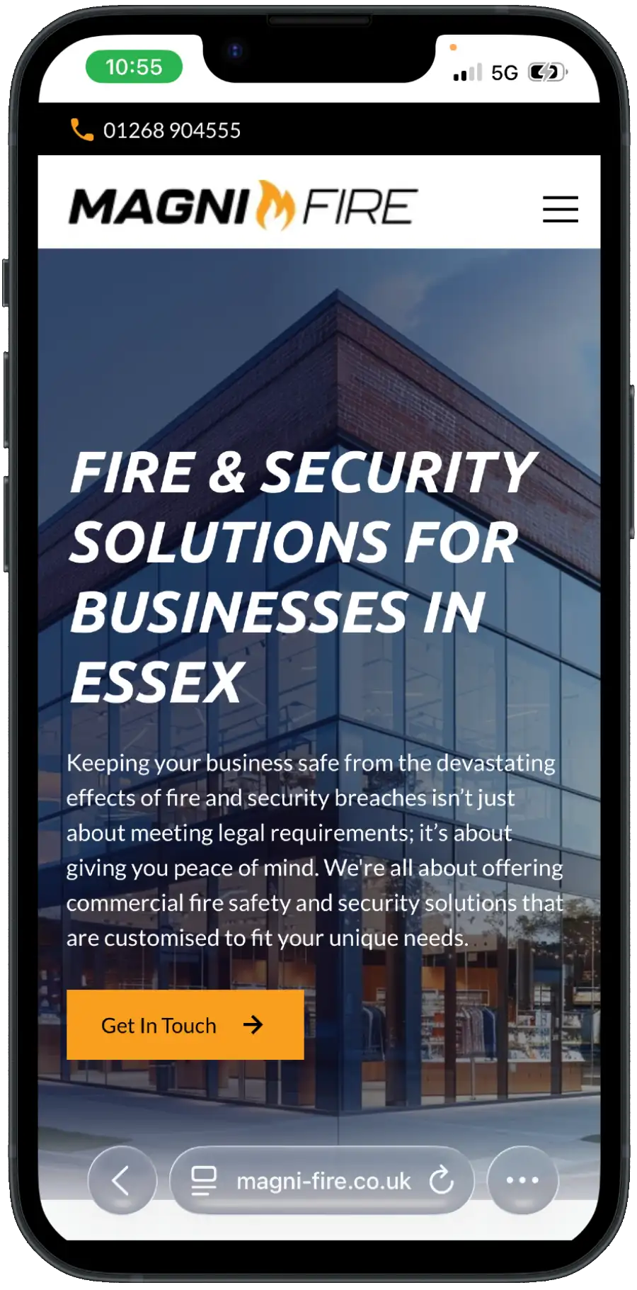 Magni Fire website on mobile