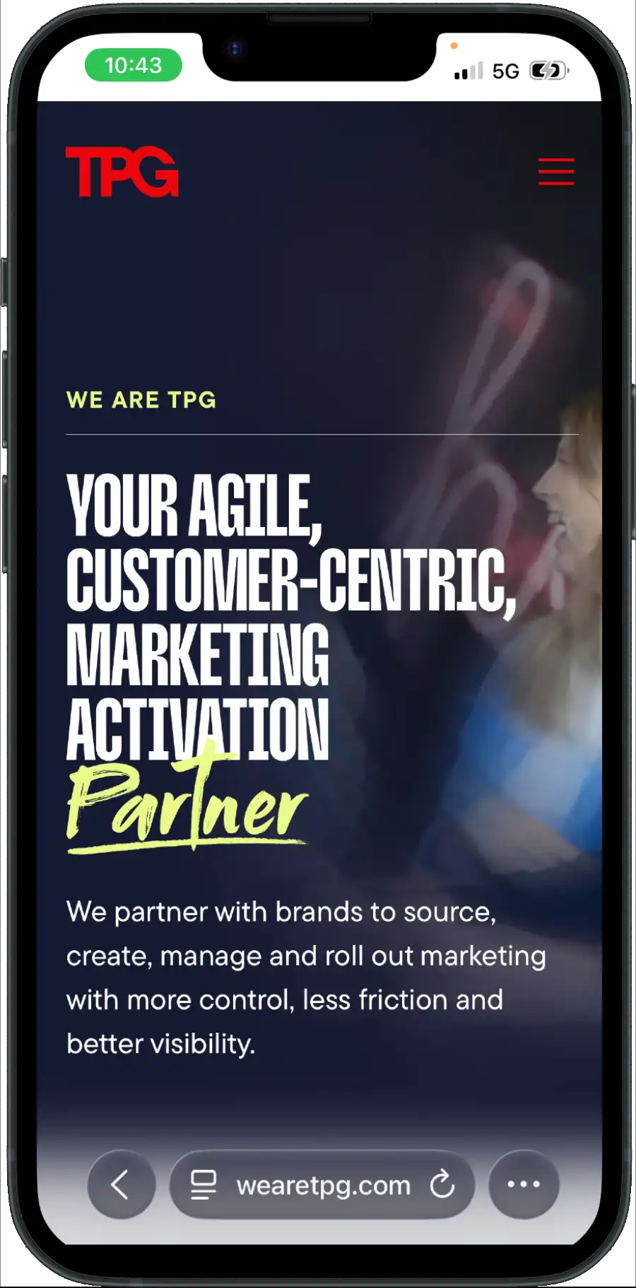 We Are TPG website on mobile