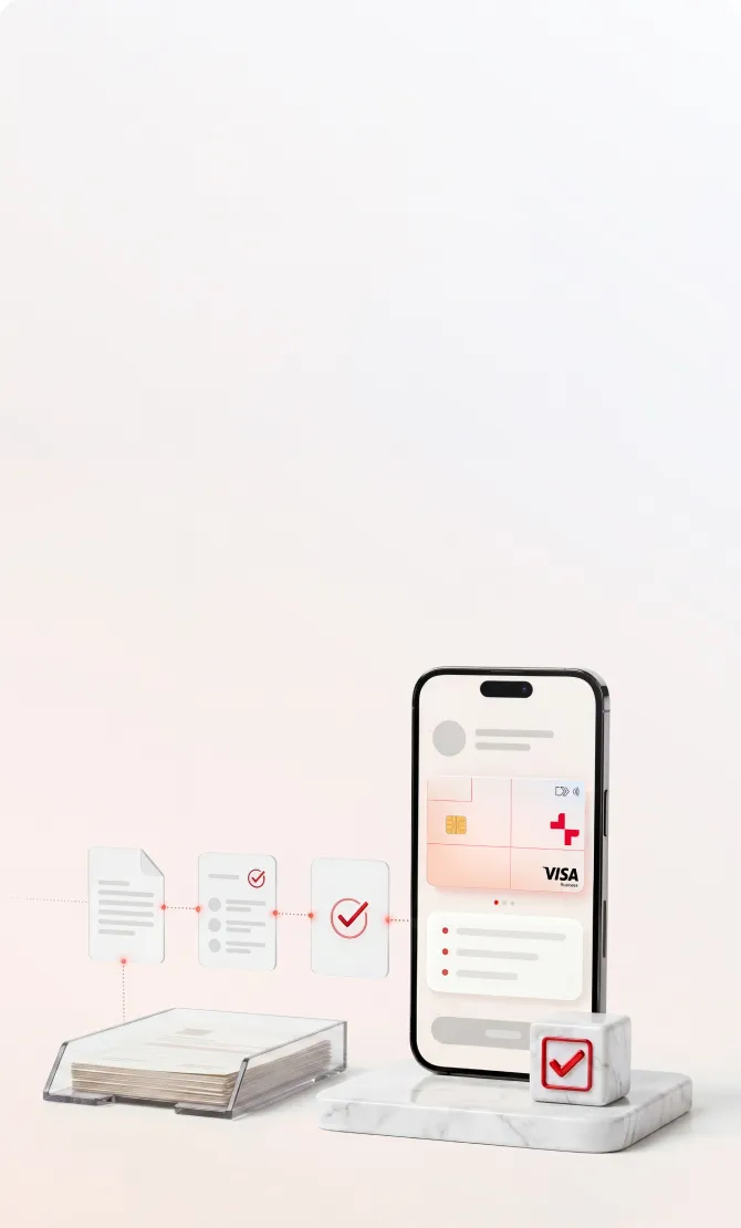 Smartphone displaying a digital Visa debit card and checkmarks indicating secure document approval.