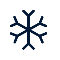 Symbol eines Schneeflockenicons in Dunkelblau.